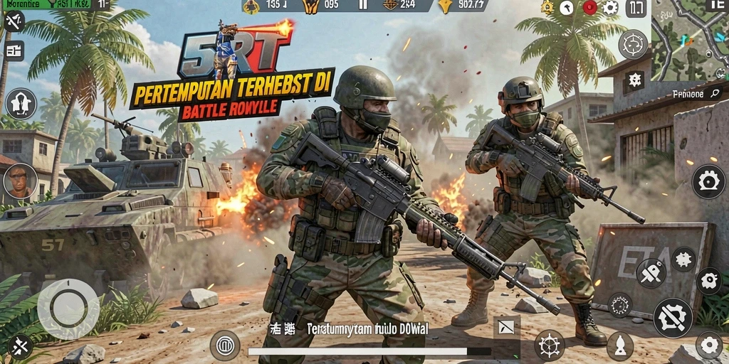 Screenshot gameplay 5RT menunjukkan aksi pertempuran yang mendebarkan.