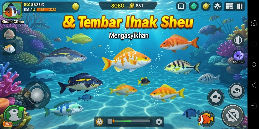 Gameplay seru menangkap ikan dalam 8G8G.
