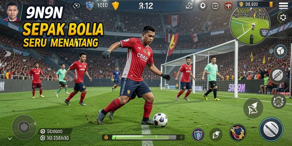Tampilan gameplay menarik dari game sepak bola 9N9N.