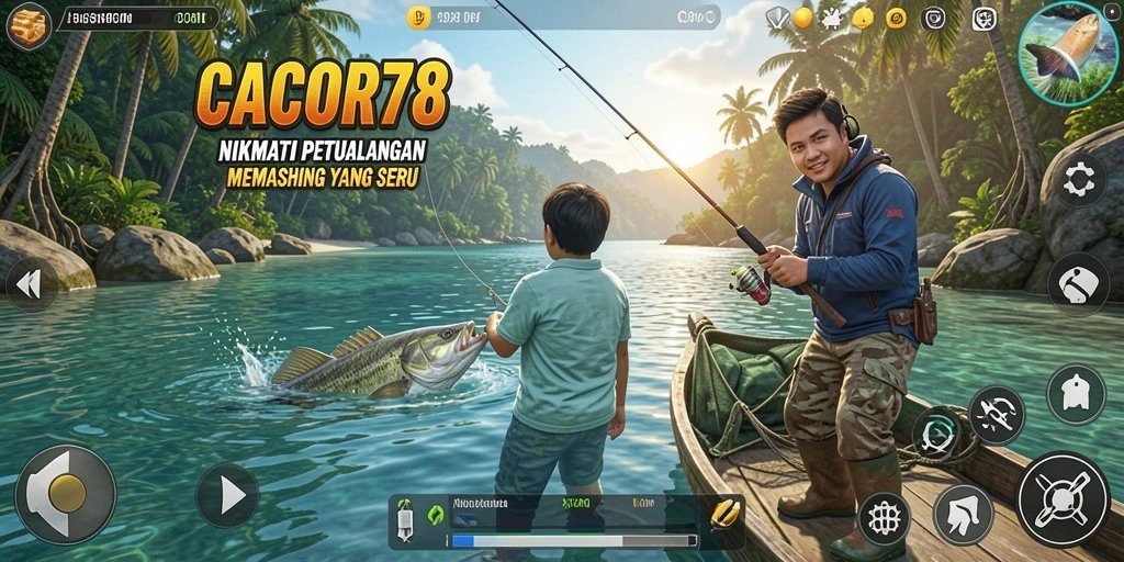 Screenshot gameplay CACOR78 menampilkan keseruan memancing yang mendebarkan.