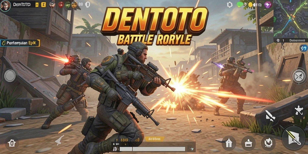 Gameplay intens pertempuran di DENTOTO dengan tim dan strategi.