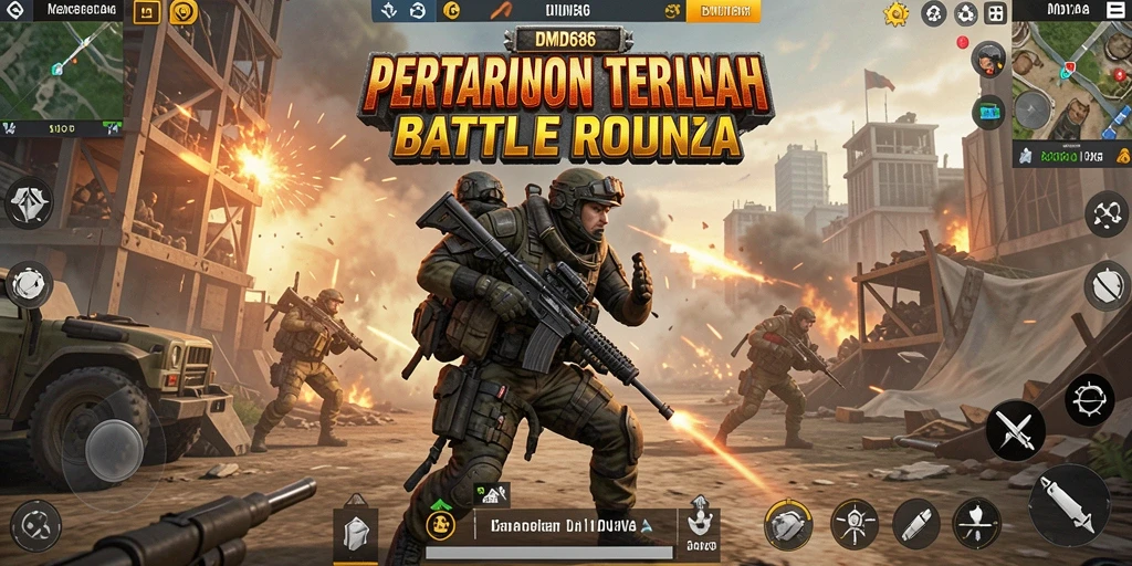 Screenshot DMD686 menampilkan pertarungan intens dalam arena Battle Royale.