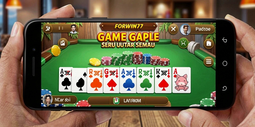 Tampilan gameplay seru dalam FORWIN77, permainan Gaple klasik.