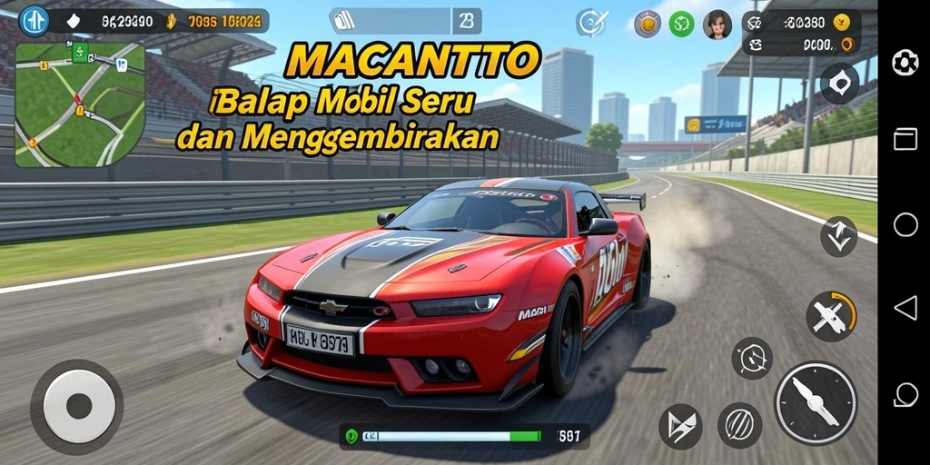 Tampilan balapan seru di MACANTOTO dengan grafik memukau.