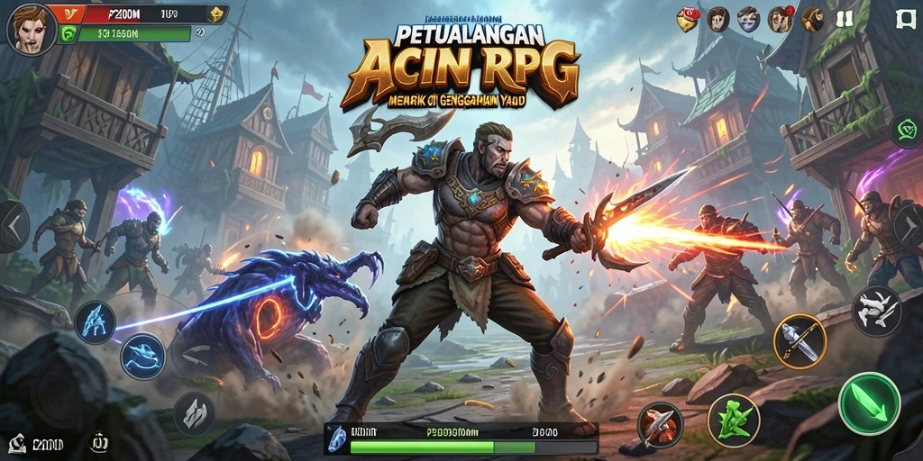 Tampilan gameplay seru dari P200M yang menampilkan aksi petualangan ARPG.